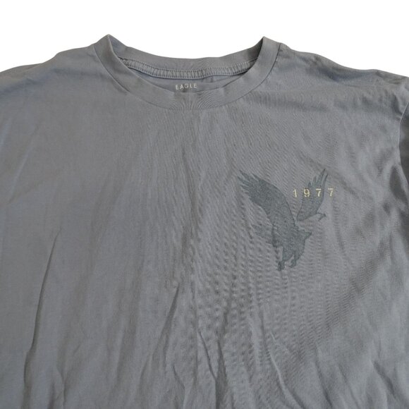American Eagle Super Soft Standard Long Sleeve Graphic T Shirt Blue Men Size M - Picture 2 of 8